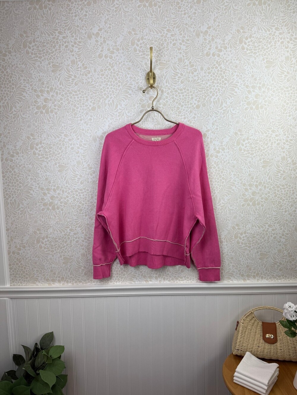 Pilcro from Anthropologie Pink Relaxed Oaklyn Crewneck Sweatshirt - Size - XS
